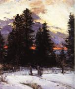 Abram Arkhipov Sunset on a Winter Landscape Spain oil painting artist